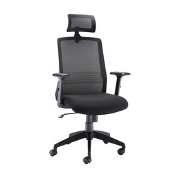 [CH3300BK] Denali High Back Chair with Headrest - Black Mesh
